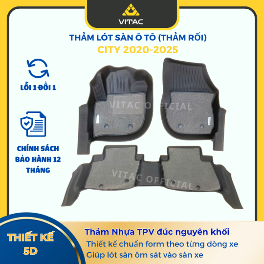 THẢM LÓT SÀN Ô TÔ 5D HONDA CITY 2020-2025 CÓ RỐI TPV CÂO CẤP