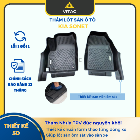 THẢM LÓT SÀN KIA SONET 2020-2025 NHỰA TPV CAO CẤP 