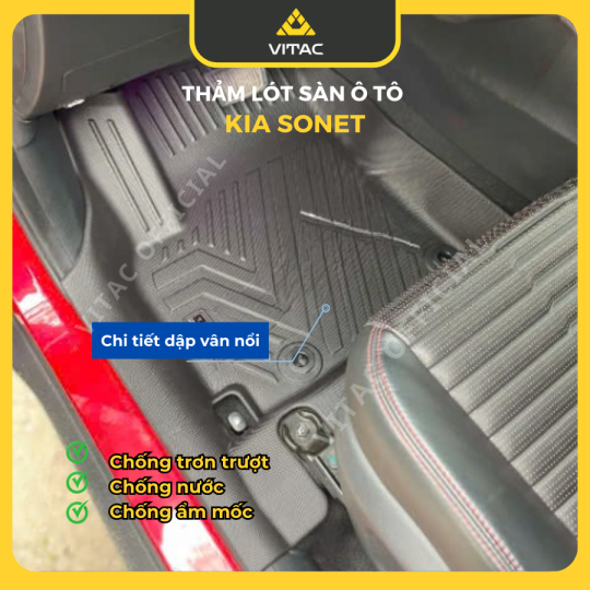THẢM LÓT SÀN KIA SONET 2020-2025 NHỰA TPV CAO CẤP 