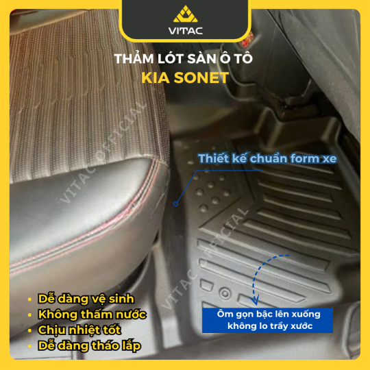 THẢM LÓT SÀN KIA SONET 2020-2025 NHỰA TPV CAO CẤP 